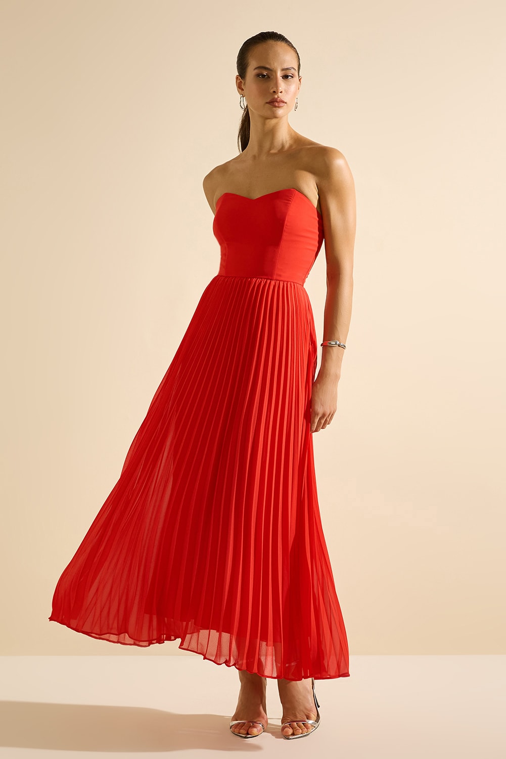 Vestido midi celina Vermelho