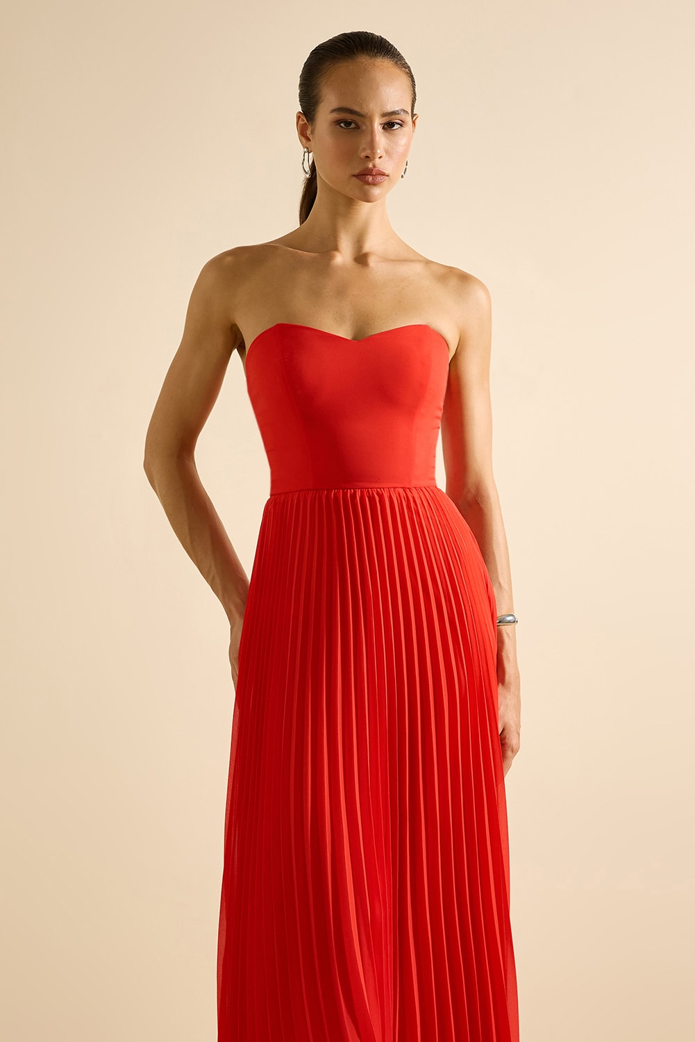 Vestido midi celina Vermelho