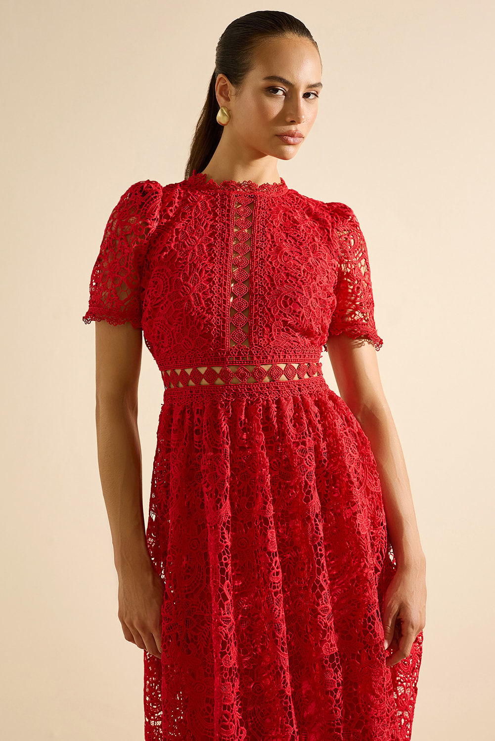 Vestido midi coralie Vermelho