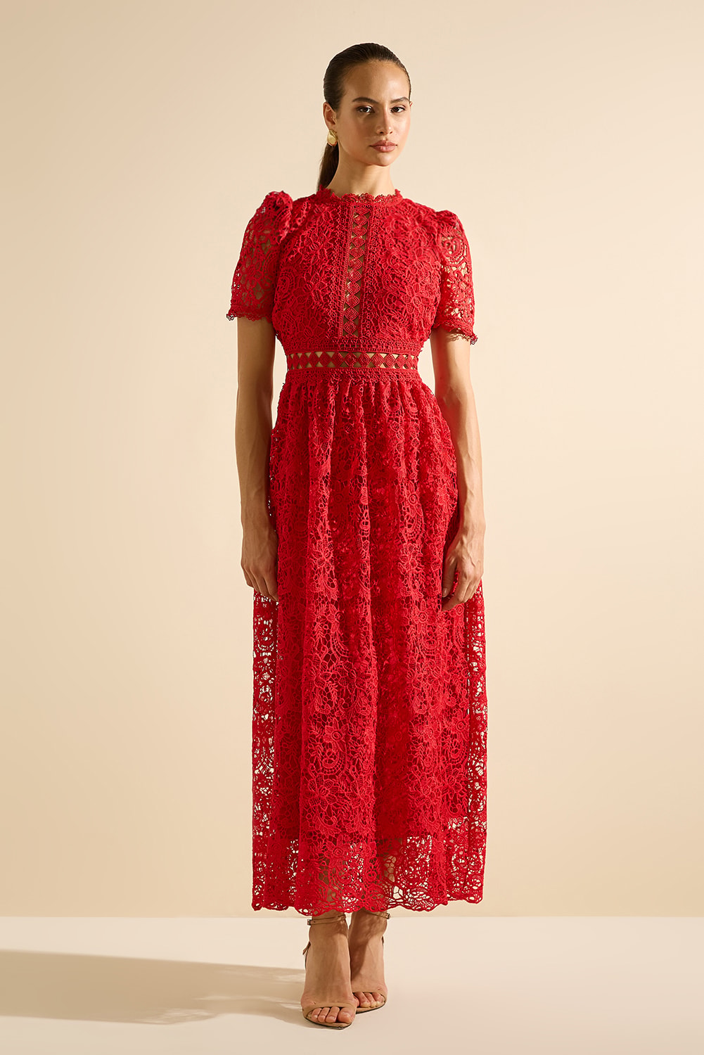 Vestido midi coralie Vermelho