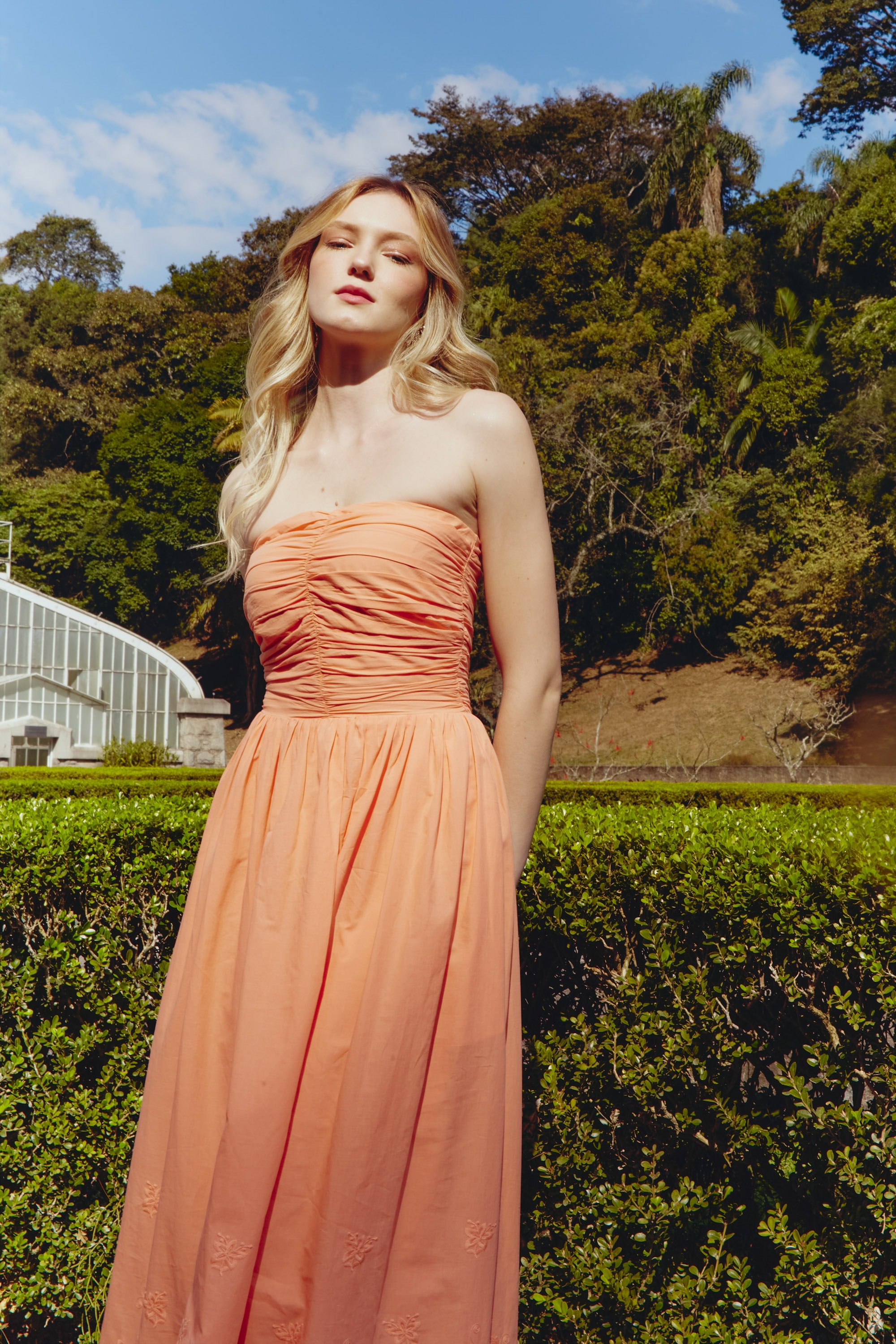 Vestido midi felice Laranja