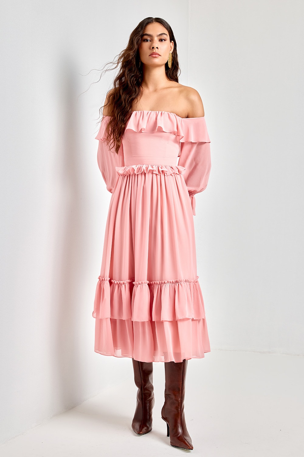 Vestido midi flavia Rosa Dusty