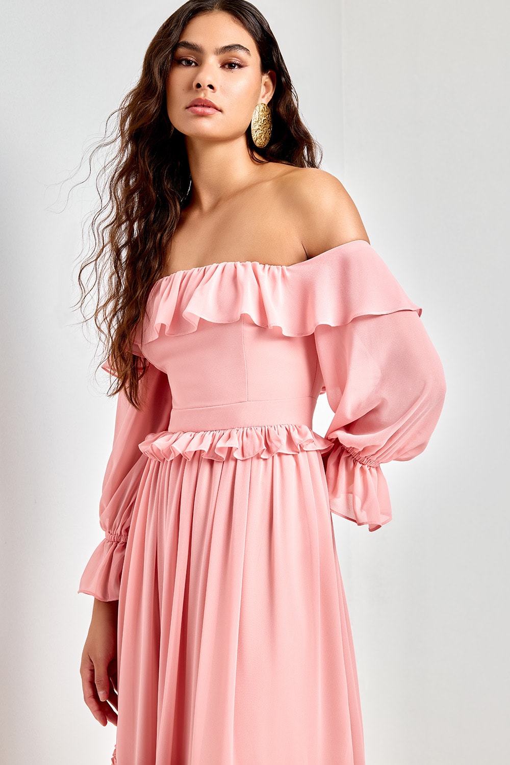 Vestido midi flavia Rosa Dusty