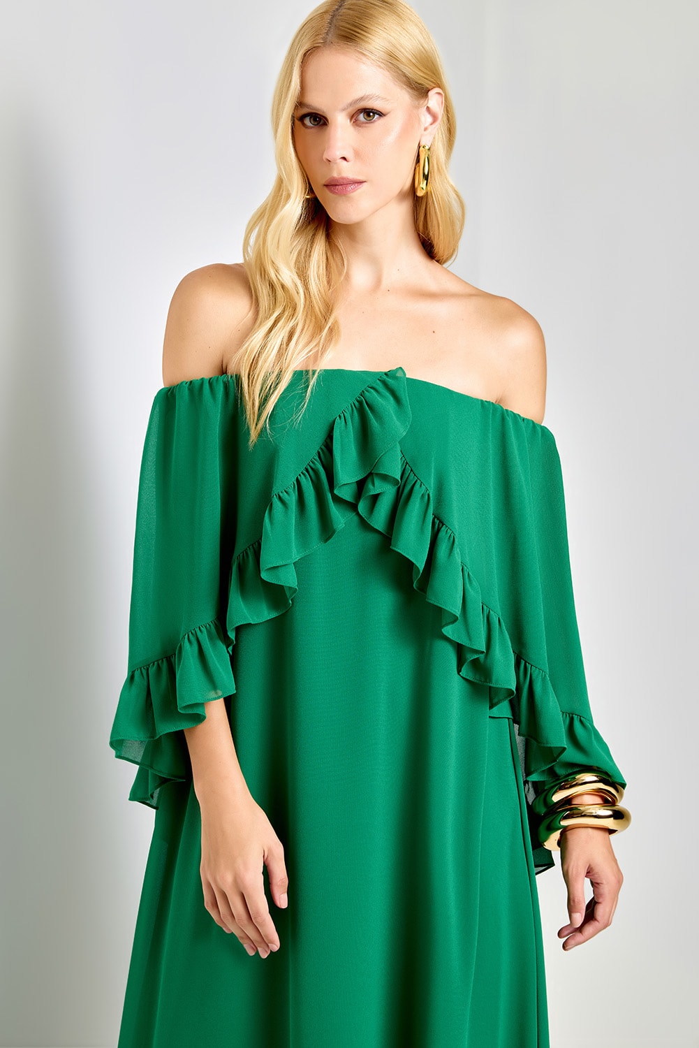 Vestido midi flue Esmeralda