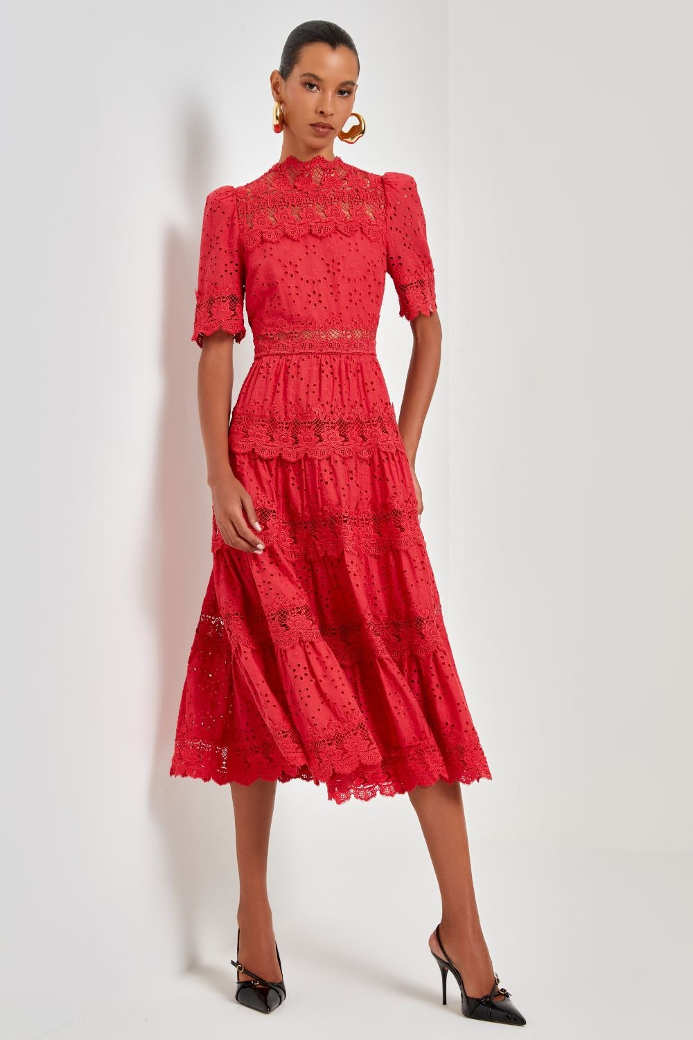 Vestido midi melanie Vermelho