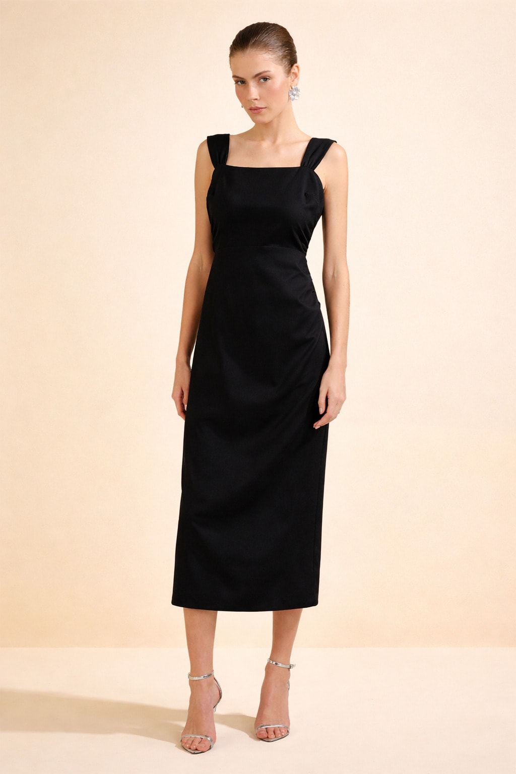 Vestido midi solene Preto