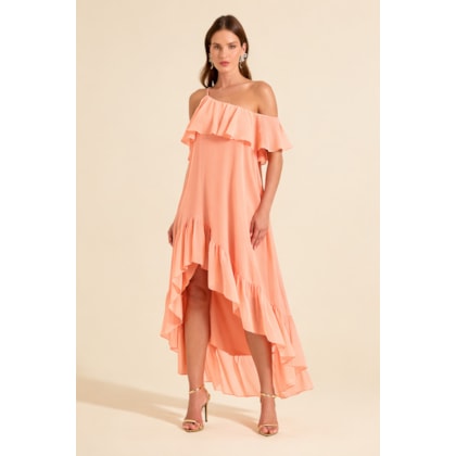 Destaque promocional da Ave Rara: Vestido Mullet Assimétrico Bruma Laranja - Ave Rara Oferta: R$…