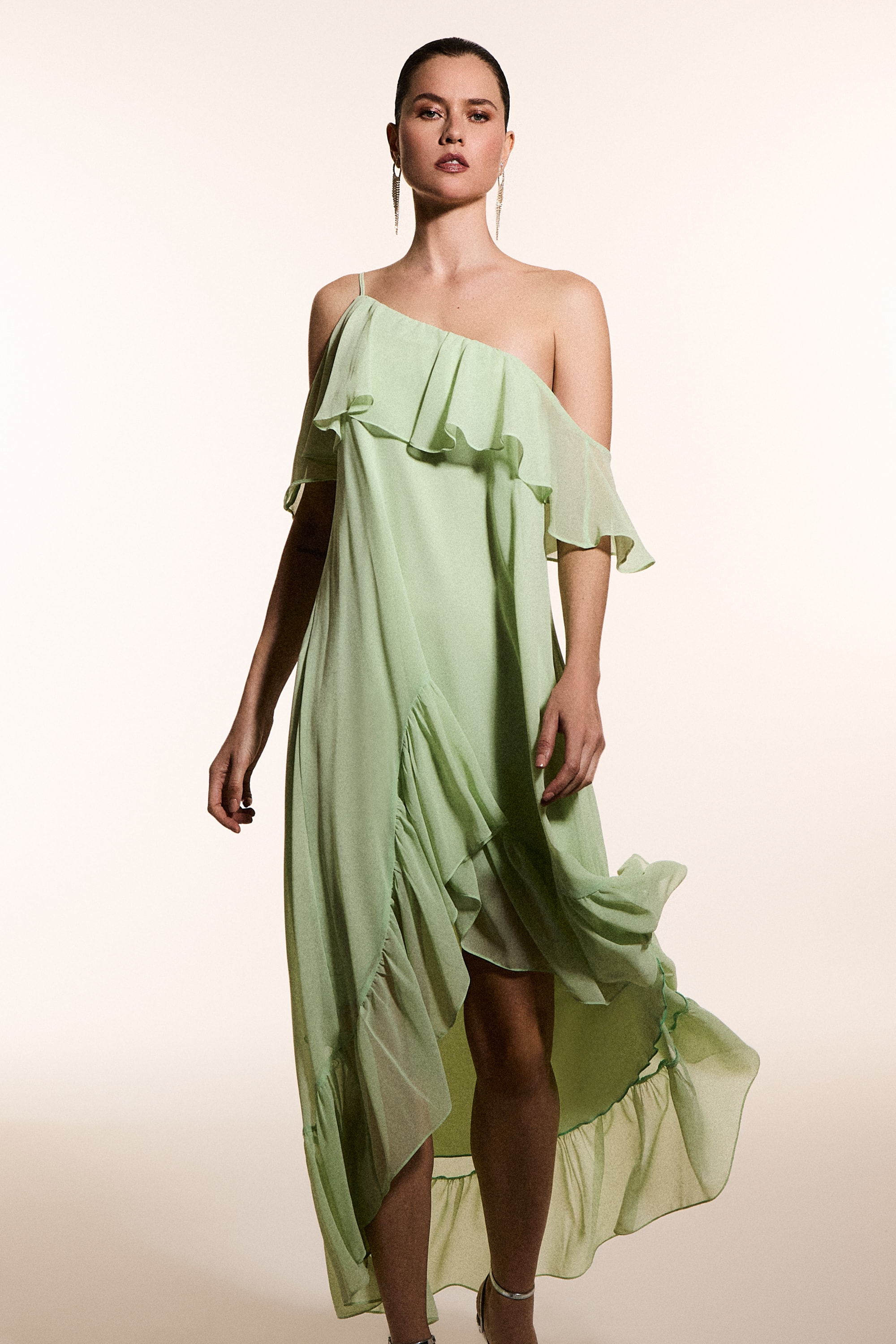 Vestido mullet assimétrico bruma Verde