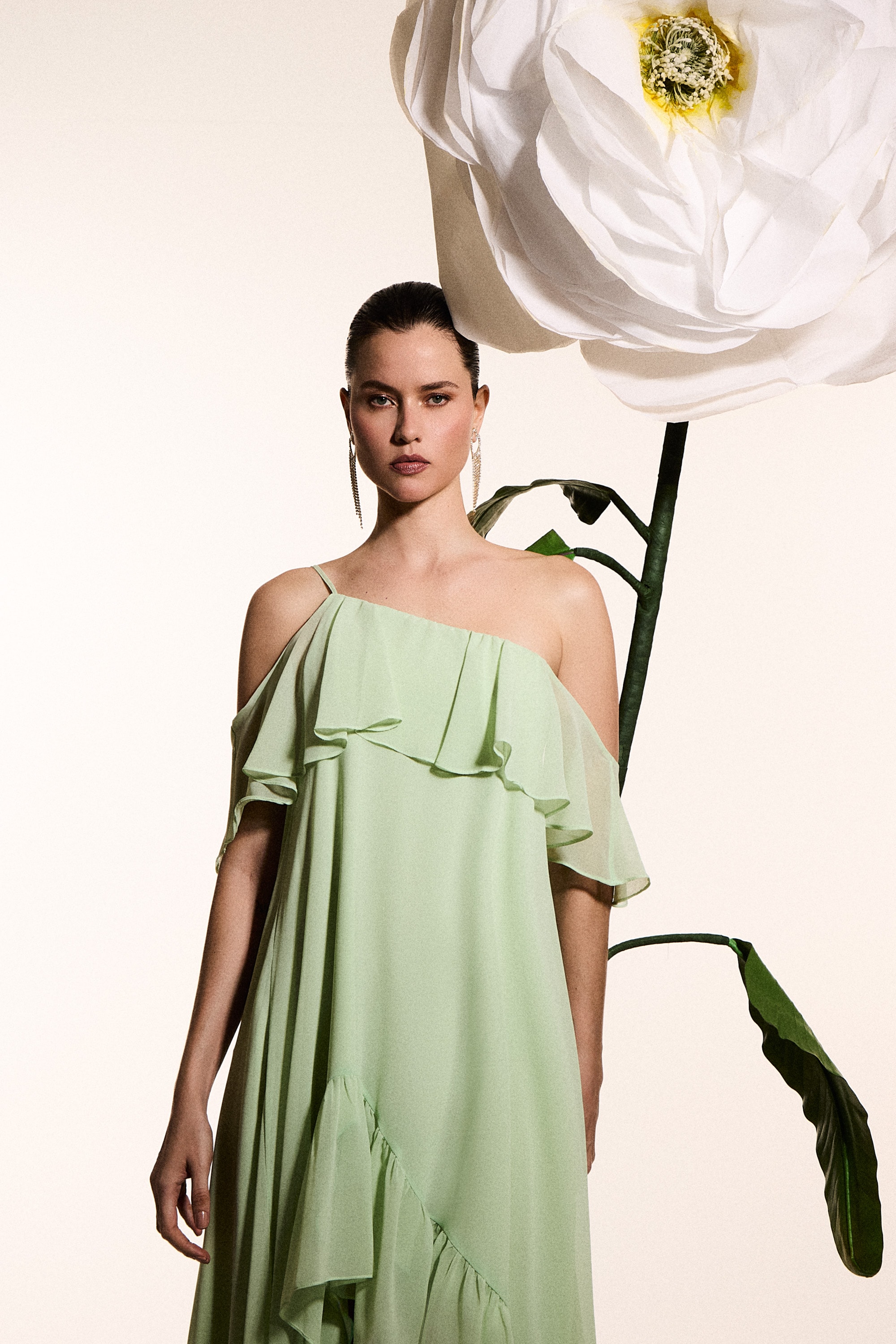 Vestido mullet assimétrico bruma Verde