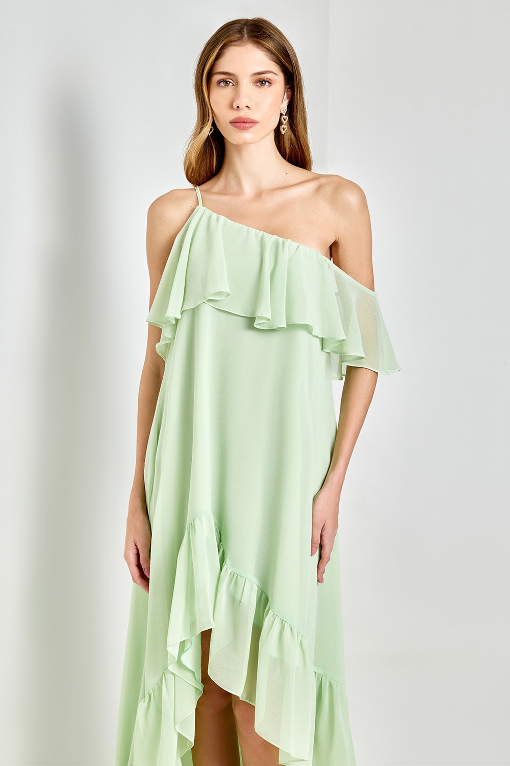 Vestido mullet assimétrico bruma Verde