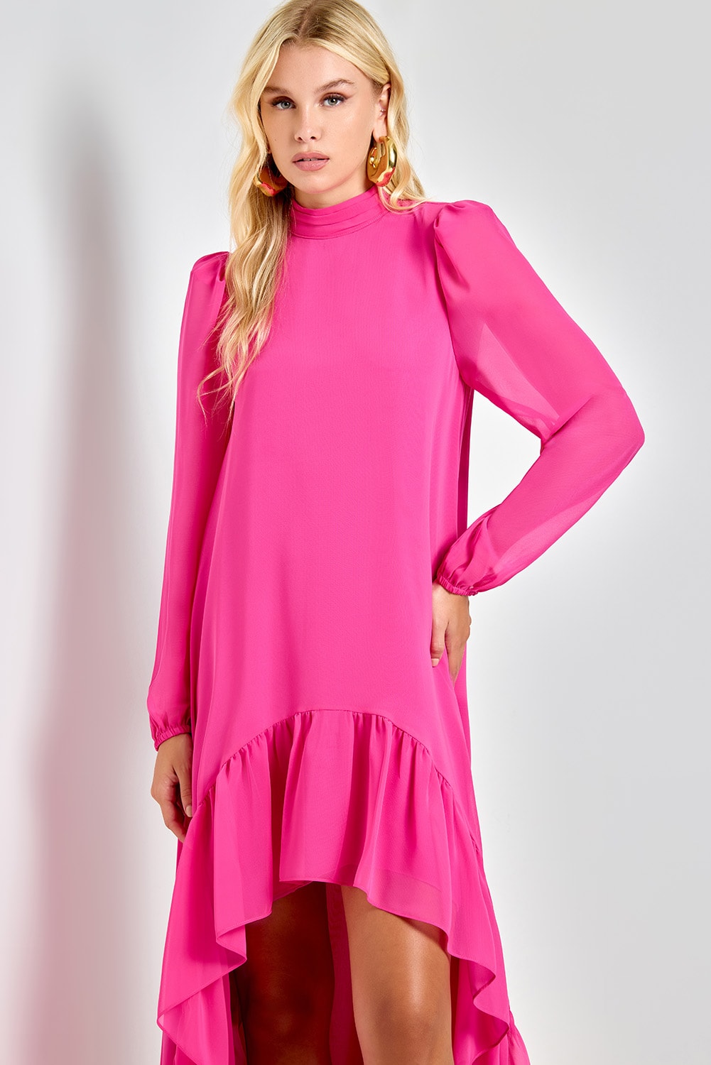 Vestido mullet manga longa Pink