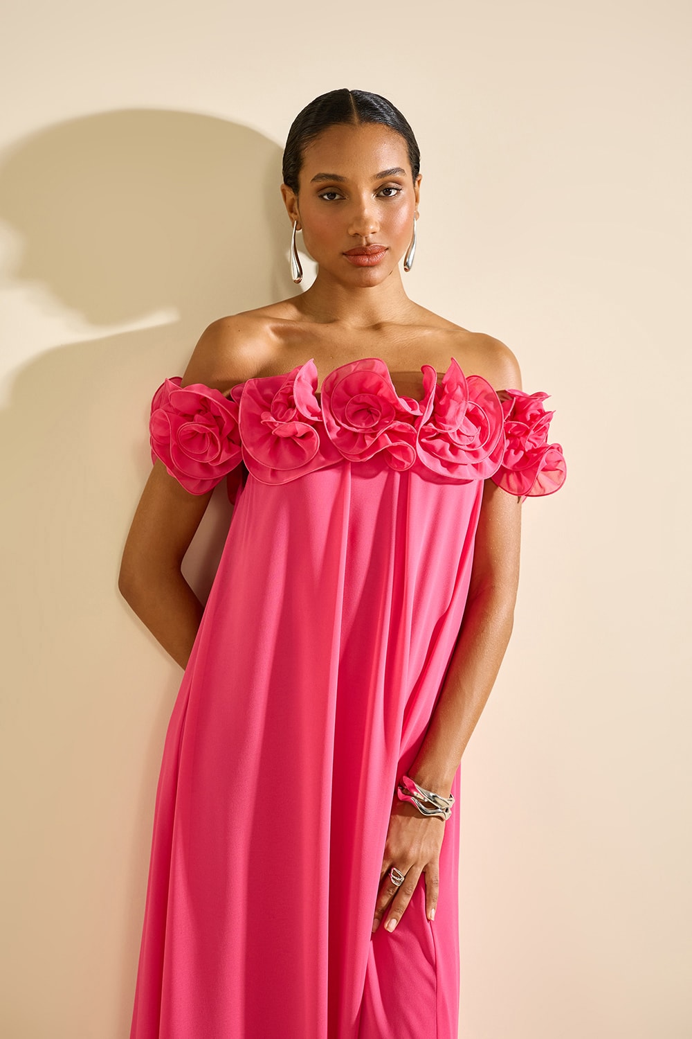 Vestido ombro amostra sophi Pink