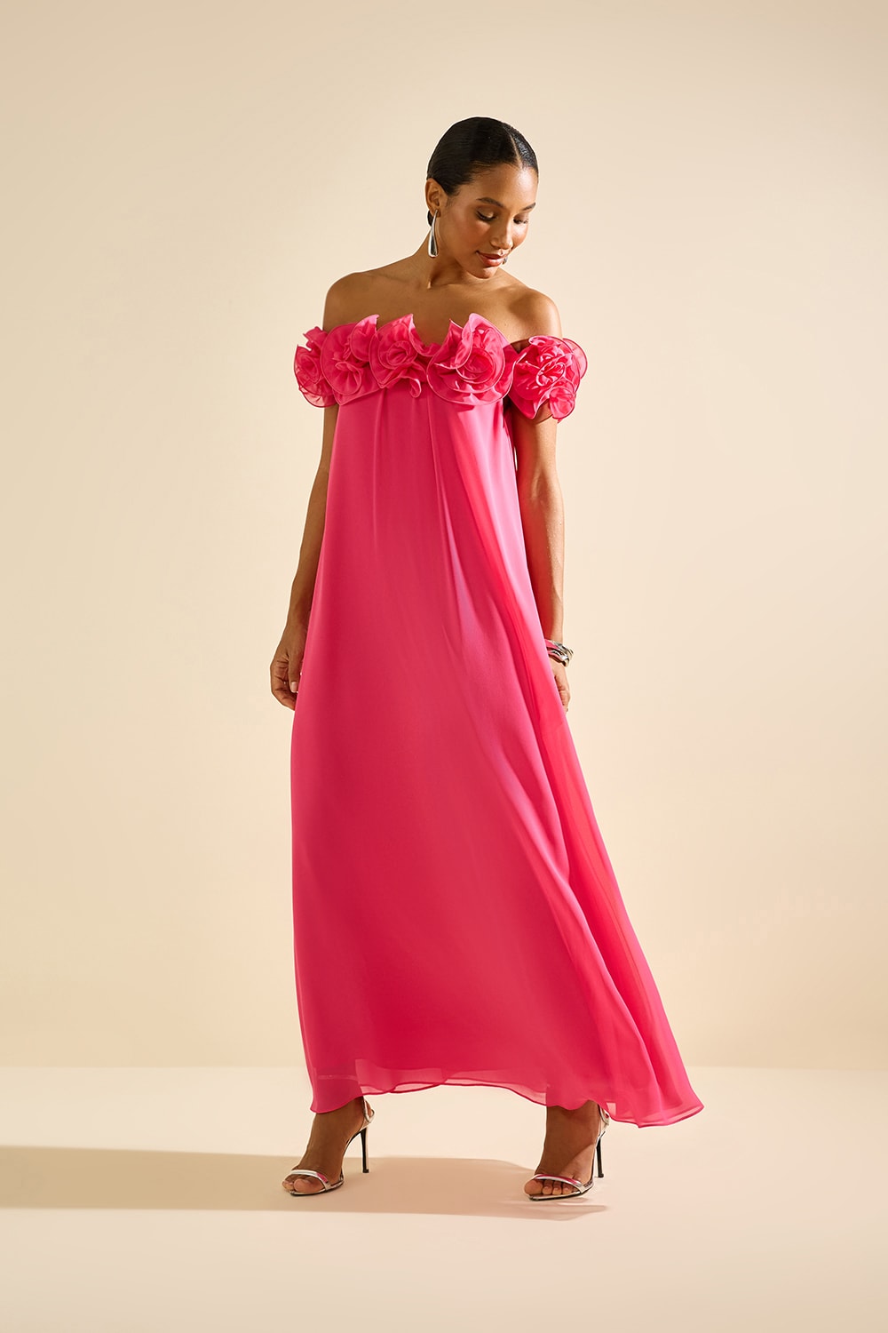 Vestido ombro amostra sophi Pink