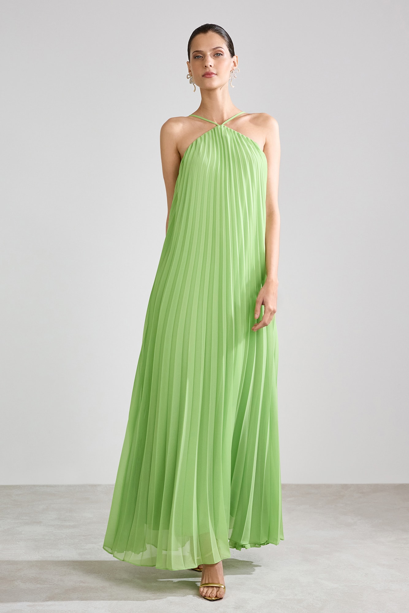 Vestido plissado bela Verde