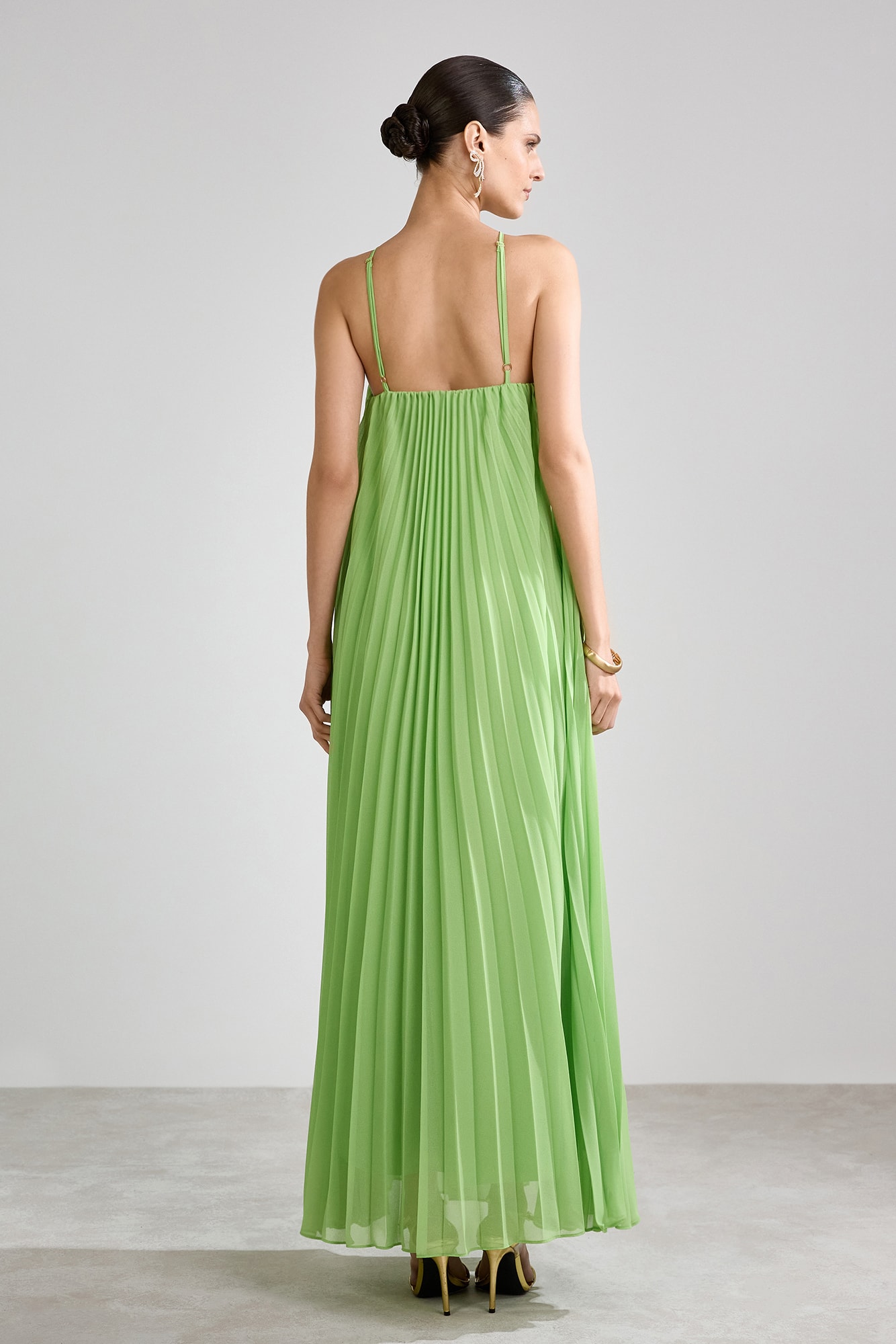 Vestido plissado bela Verde