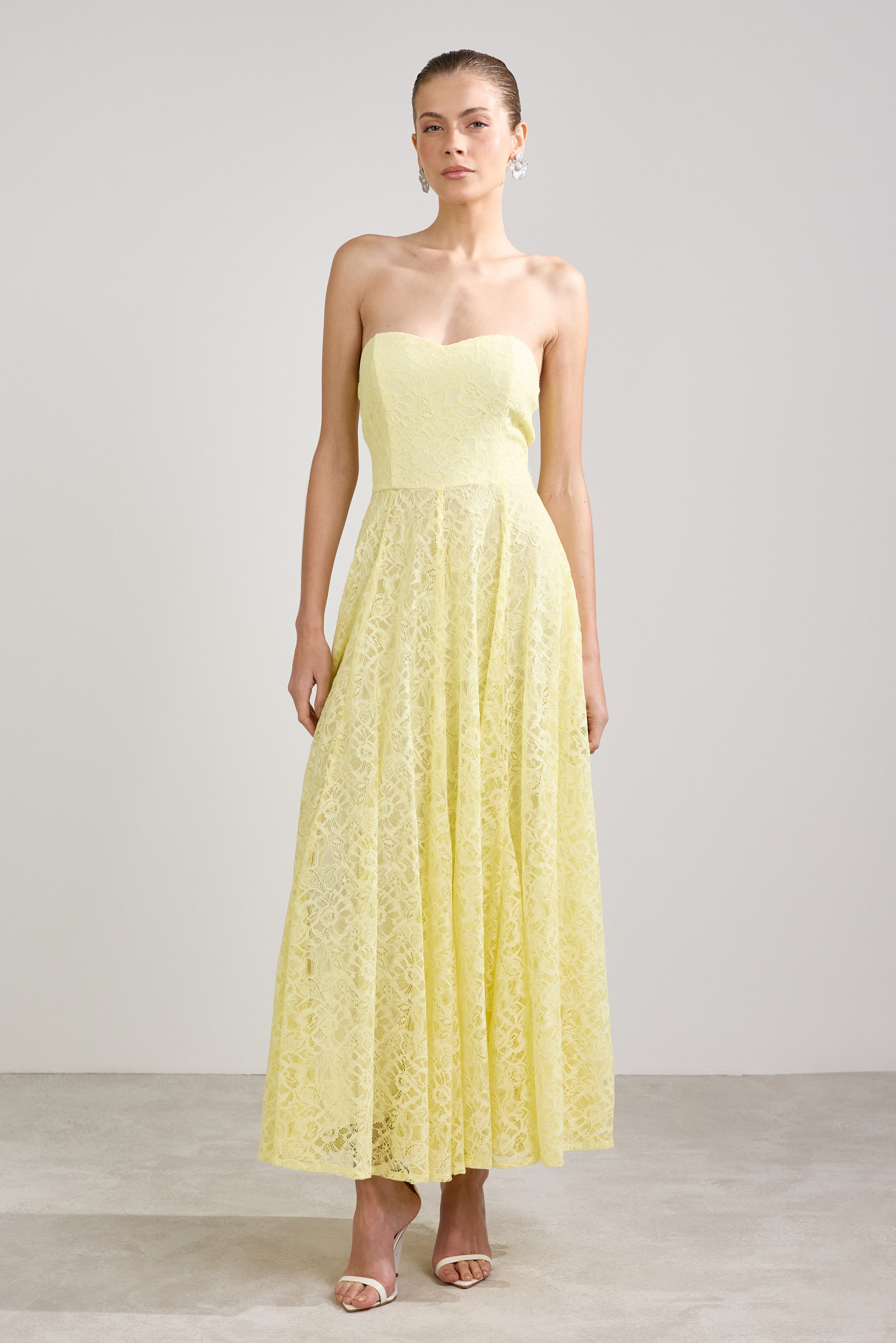 Vestido renda capri Amarelo