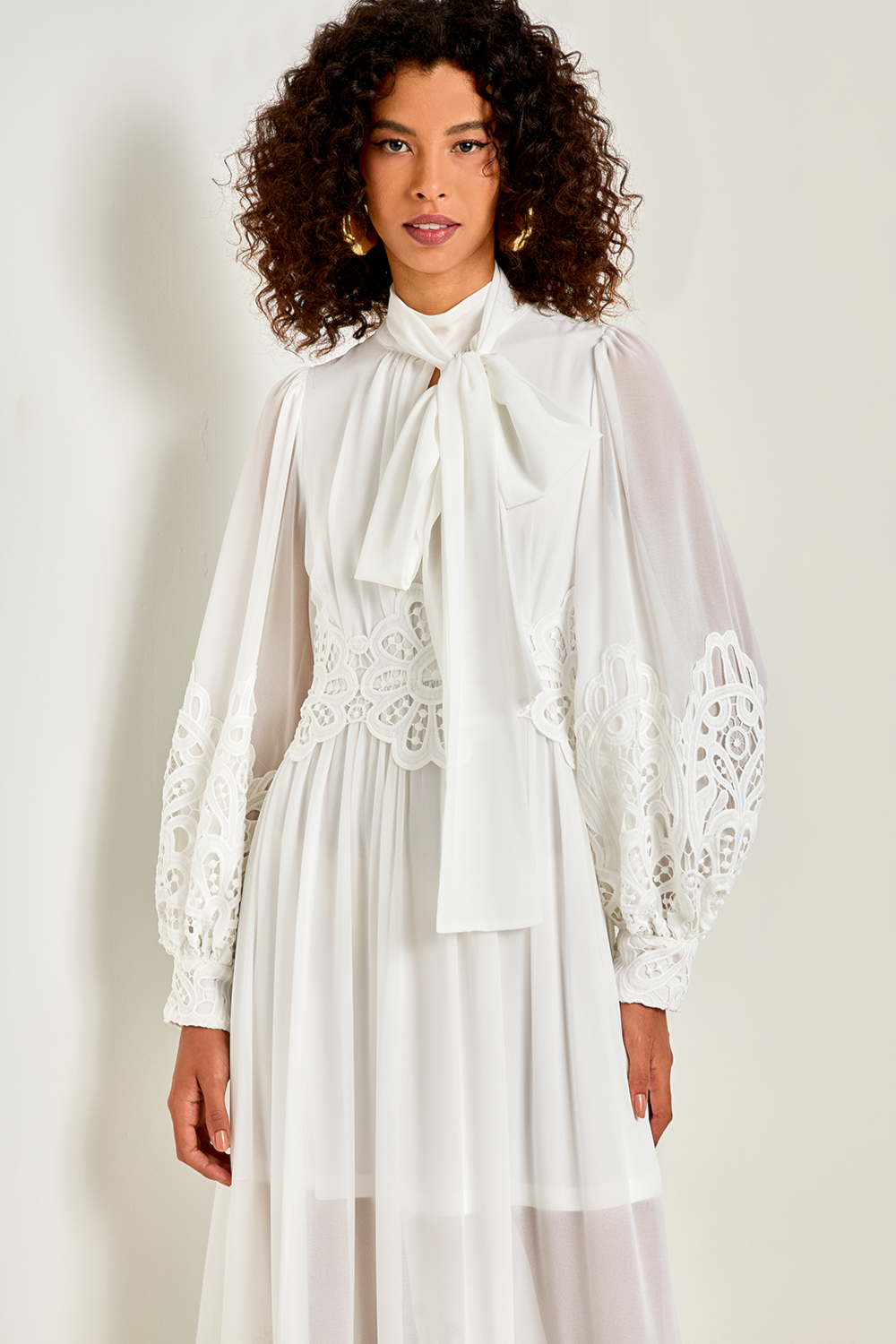 Vestido romantic tie Off-White