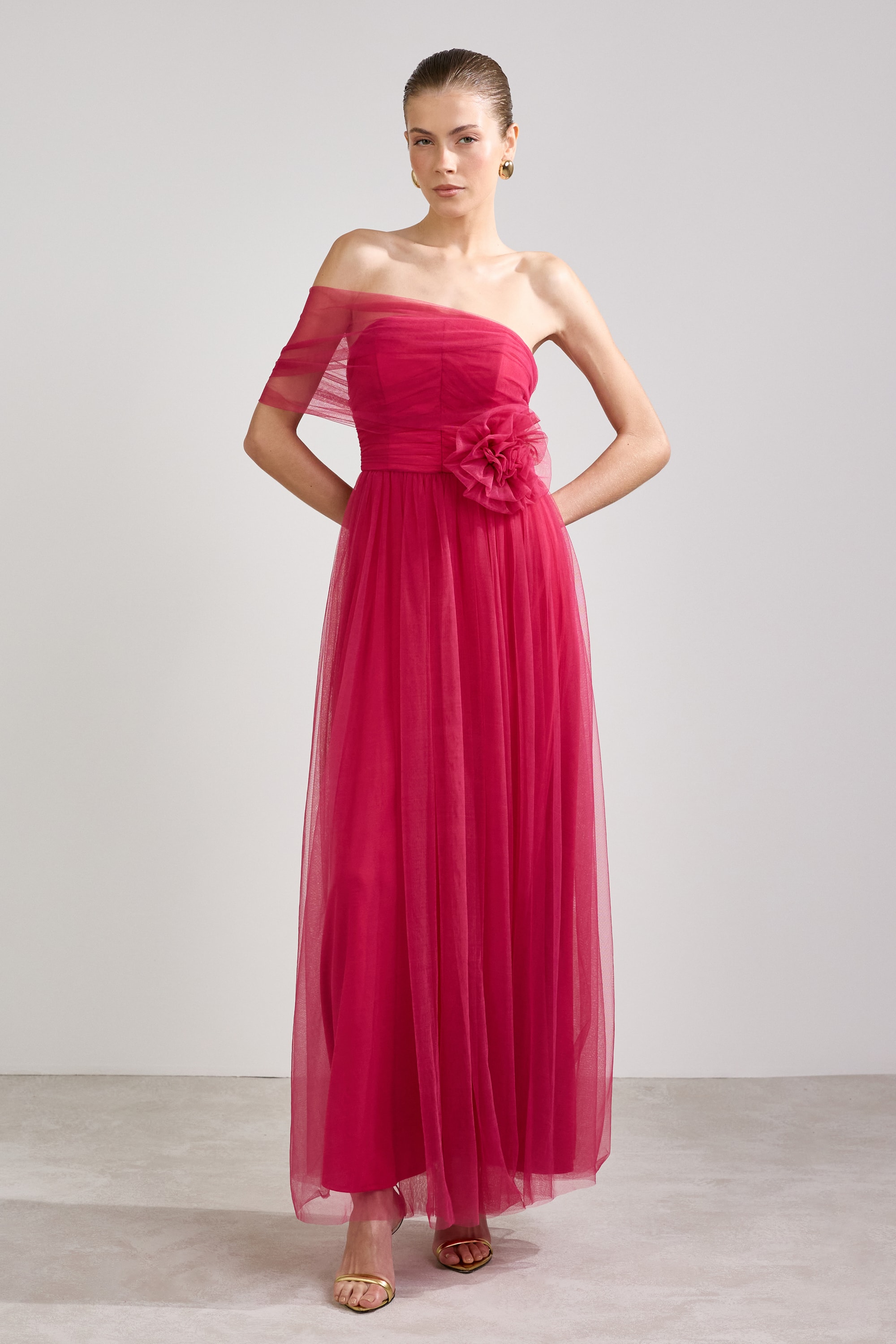 Vestido tule flor f Cherry