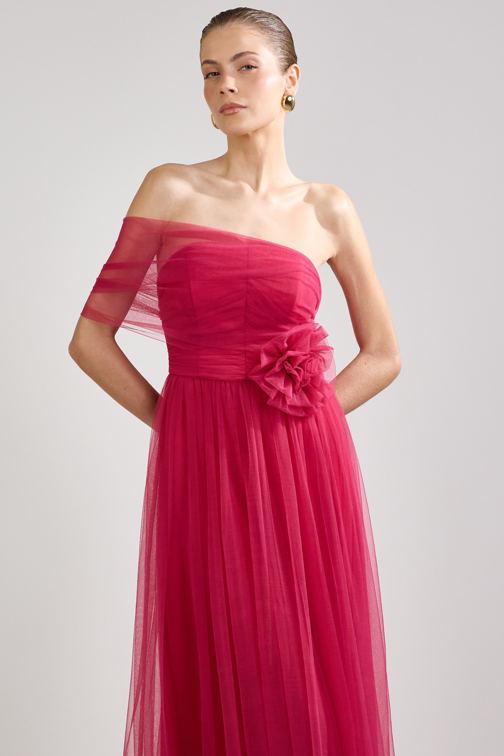 Vestido tule flor f Cherry