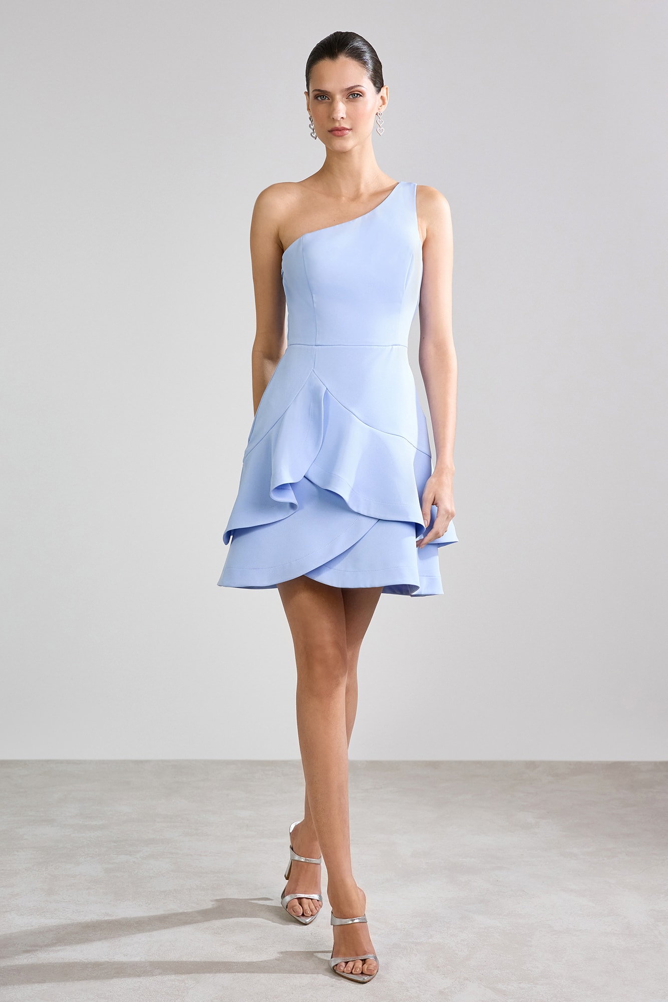 Vestido um ombro só selena Azul